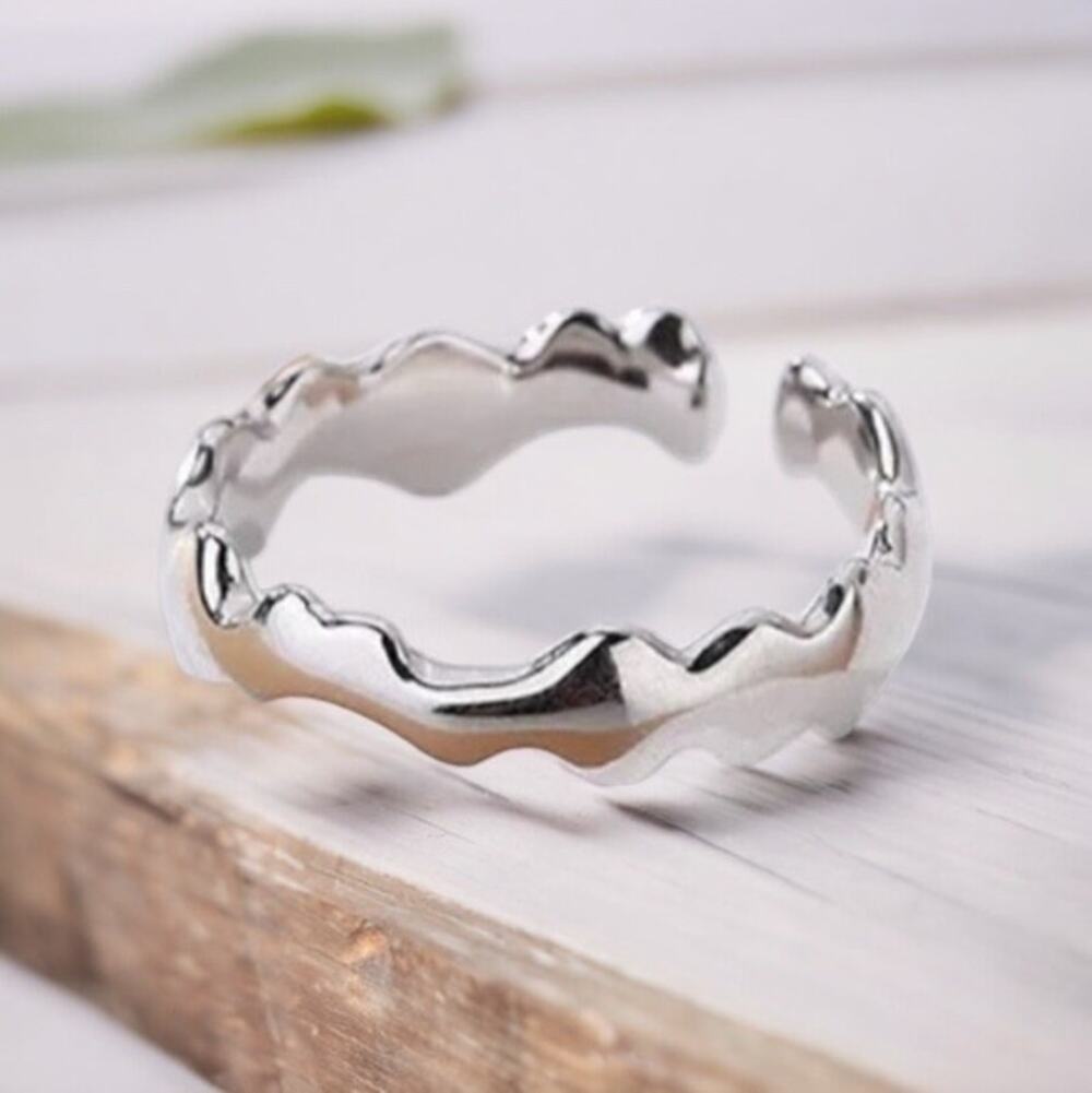 NEW 925 sterling silver irregular line adjustable open ring jewelry B22B
